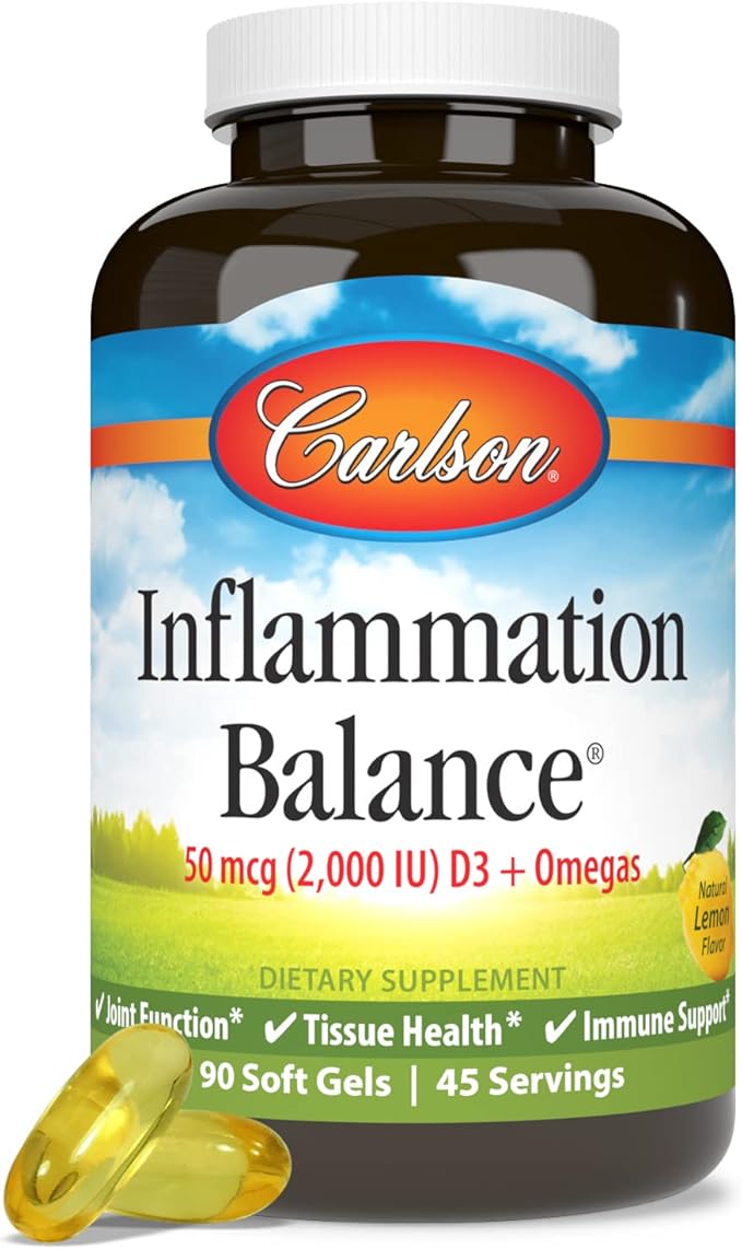 Carlson - Balanced Omega-3 & Omega-6 Ratio, with D3, Norwegian, Wild-Caught Fish Oil Supplement with Fatty Acids, Sustainably Sourced Fish Oil Capsules, 90 Softgels