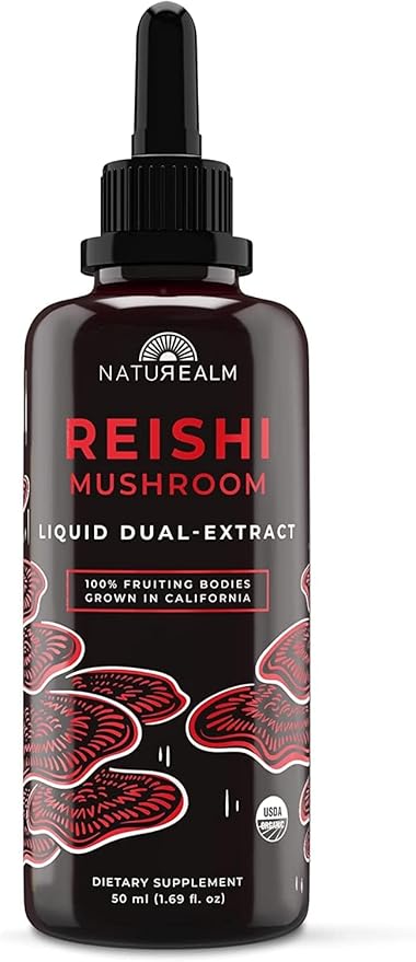 Naturealm Reishi Mushroom Liquid Tincture Supplement – Promotes Calmness, Immune Support & Sleep Aid, Vegan, Non-GMO – Organic Fruiting Bodies, 1 Month Supply