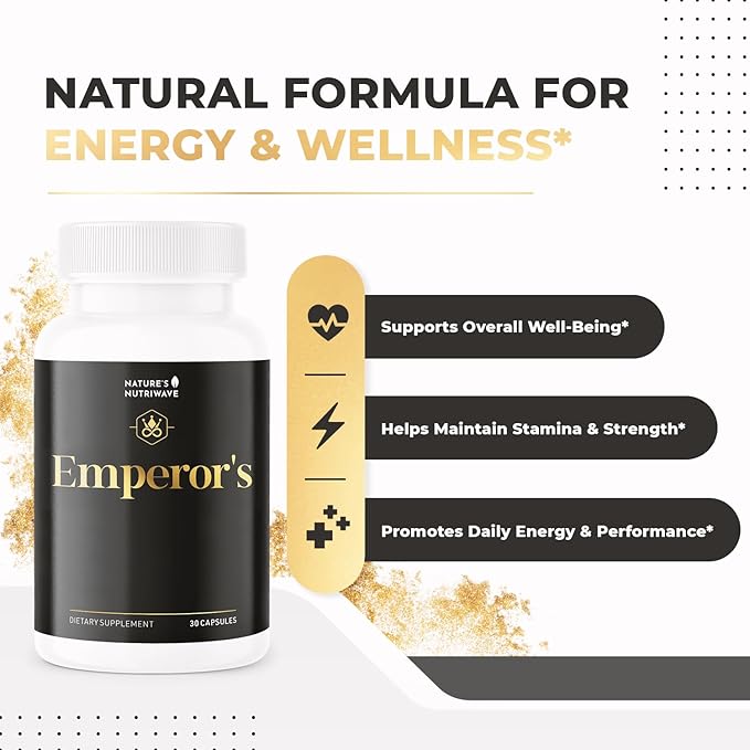 Emperor’s Vigor Tonic - 100% Natural Herbal Supplement | Non-GMO, No Stimulants, Easy to Use | 60 Capsules, 3 Month Supply | Made in USA
