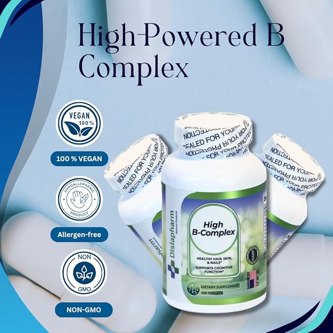High B Complex Vitamins for Women with Riboflavin, Vitamin B2, B6, B12, B1, Vitamin B Complex Support Brain Health, Immune System, Hair, Skin & Nails Health, Bone, Joint & Energy Support - 100 Tablets