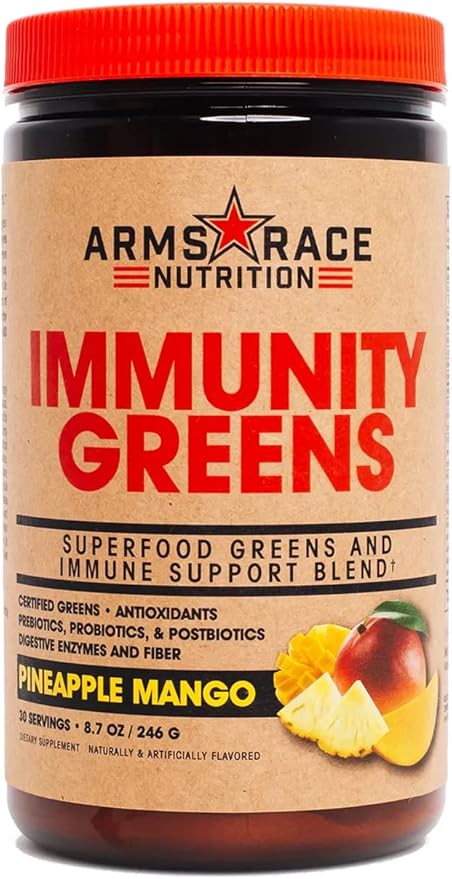 Arms Race Nutrition Immunity Greens Superfood Greens and Immune Support Blend - 9.2 oz. (30 Servings) (Pineapple Mango)