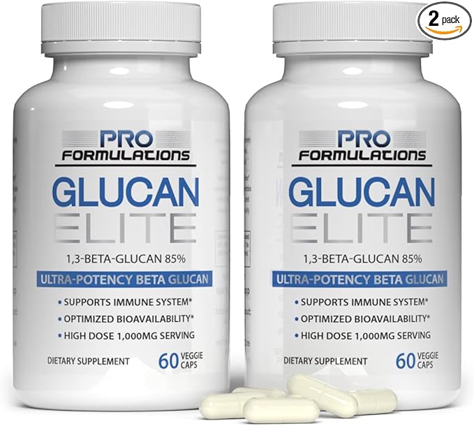 Glucan Elite – 85 Beta 1,3D Glucan 500mg – 60 vcaps – 85 Minimum Active 1,3 Linkage Ultra-Potency – Highest Bioavailability with BGF-Immune - 2 Pack