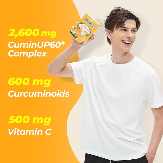 Turmeric Curcumin Drink Powder, Vitamin C Wellness Immunity Shots, Orange Citrus Flavor Instant Drink Mix Packets, High Absorption Curcumin Complex, Joint Health Supplement