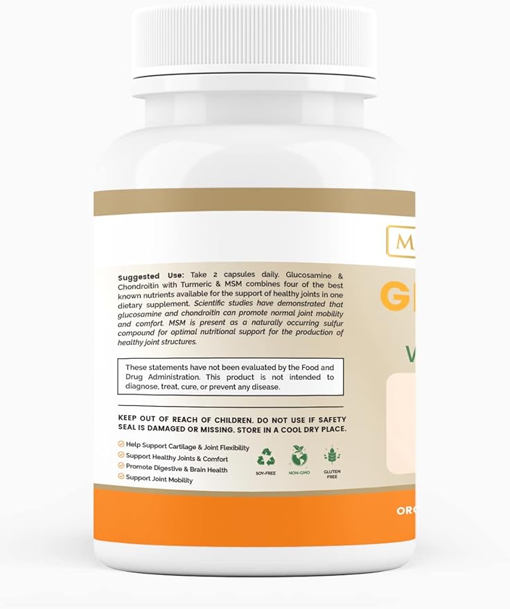 Glucosamine Chondroitin with Turmeric & MSM for Healthy Joints, 60 Veggie Capsules
