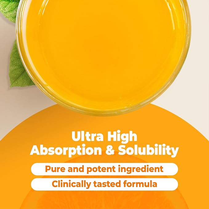 Turmeric Curcumin Drink Powder, Vitamin C Wellness Immunity Shots, Orange Citrus Flavor Instant Drink Mix Packets, High Absorption Curcumin Complex, Joint Health Supplement