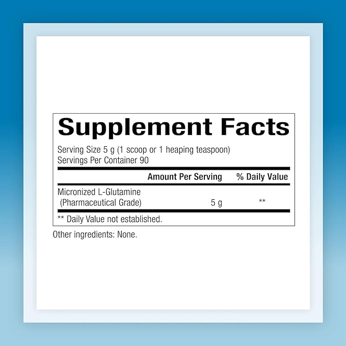 Natural Factors Micronized L-Glutamine Drink Mix 5000 mg, Supports Muscles and Immune Function, 16 Oz