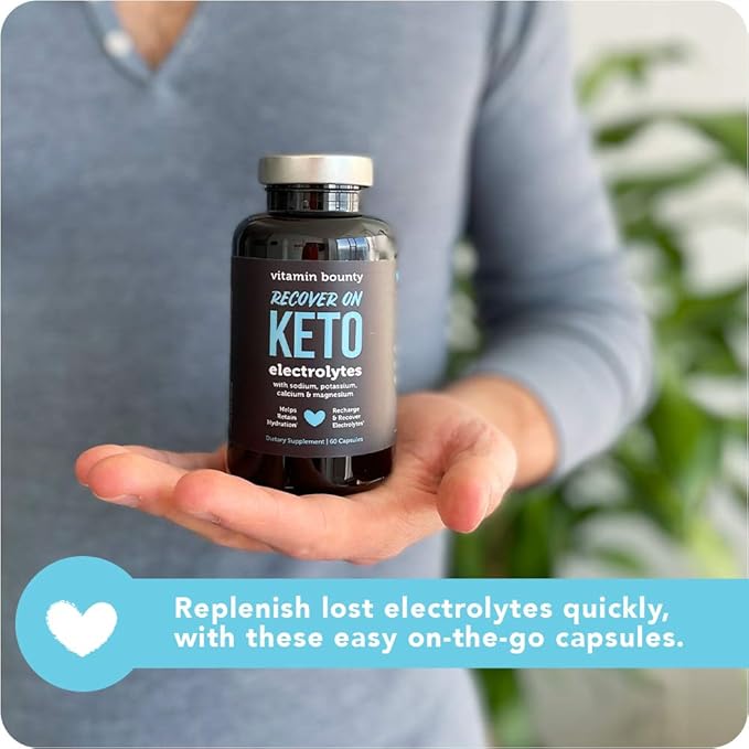 Vitamin Bounty Recover On Keto Electrolytes - Keto Supplements, Electrolyte Supplement, Keto Vitamins, Sugar Free Hydration, Boost Energy, Workout Recovery, GLP-1 Support - 60 Capsules