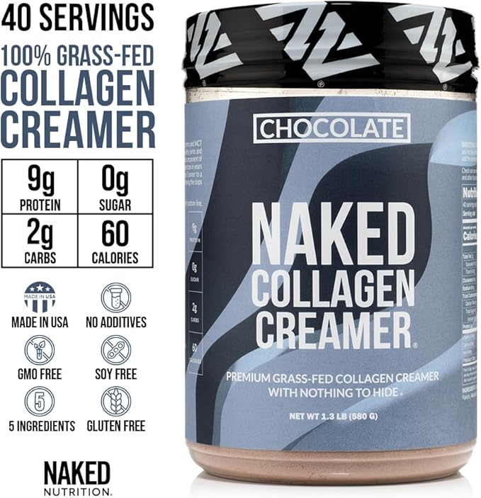 Naked Collagen Mocha Coffee Creamer - Collagen Creamer For Coffee - Dairy-Free, Gluten-Free, GMO-Free - Support Hair, Skin, and Nails - 40 Servings