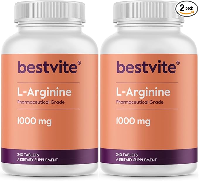 BESTVITE L-Arginine 1000mg (480 Tablets) (240 x 2) containing 20% More Pure L-Arginine as Compared to L-Arginine HCL Products