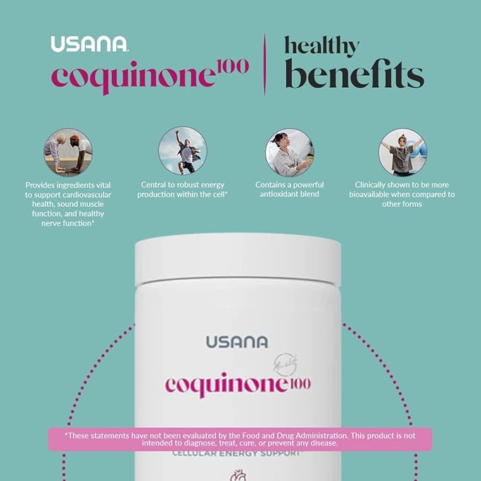 USANA CoQuinone 100 CoQ10 Coenzyme Q10 Supplement with Alpha-Lipoic Acid to Support Heart Health* - 56 Softgels - 28 Day Supply
