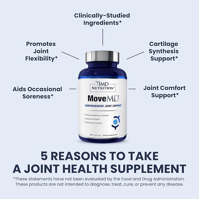 1MD Nutrition MoveMD - Joint Health Supplement - Doctor Formulated | with Collagen, Astaxanthin, and More | (3-Pack)