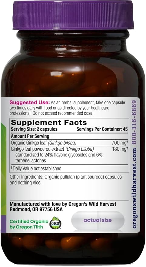 Oregon's Wild Harvest Non-GMO Ginkgo Capsules - 90 Count