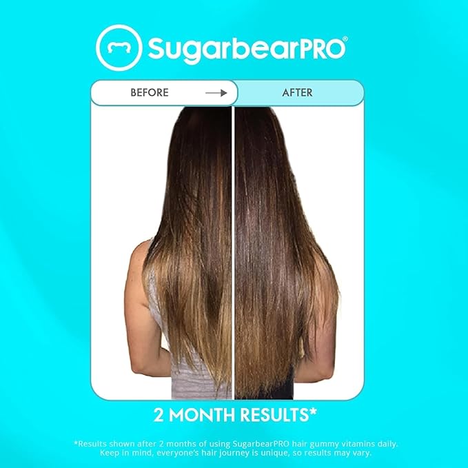 Sugarbear Glass Nail File & Buffer + Vegan Hair & Nail Vitamin Gummies – 6 Month Supply, Extra Strength Biotin 6000mcg for Smooth, Stronger, Longer Nails