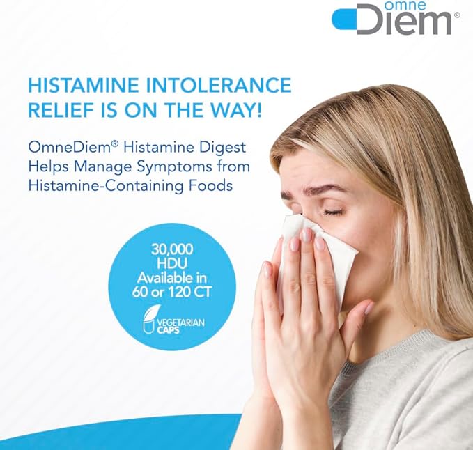 Omne Diem DAO 30,000 HDU - 60 Caps - Histamine Neutralizing Enzyme - Relieve Histamine Intolerance with Diamine Oxidase - The Original Tested DAO Enzyme Supplement