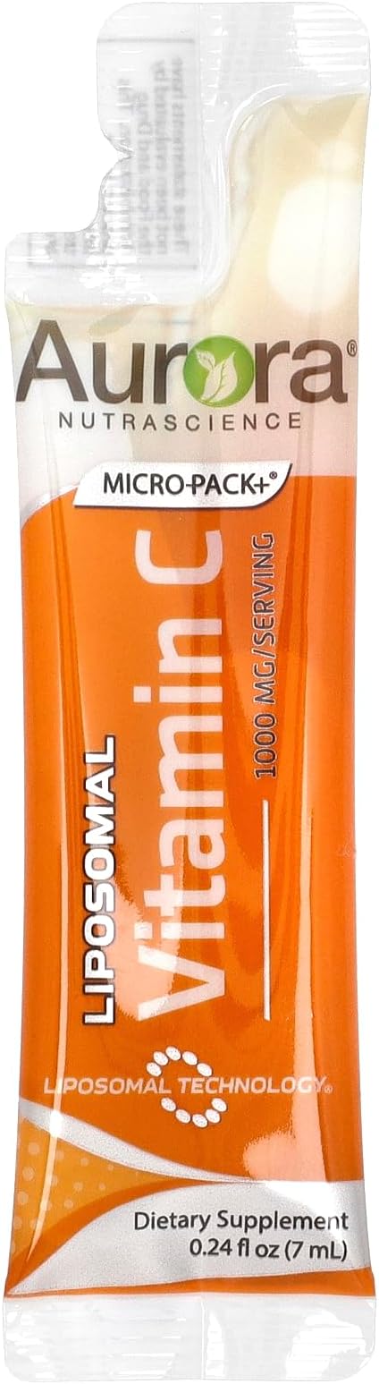 Aurora Nutrascience Micro-Pack Liposomal Vitamin C, Immune Support, 1,000 mg Per Serving, Vegan, Gluten Free, Non-GMO, 10 Single Serve Packets, Orange