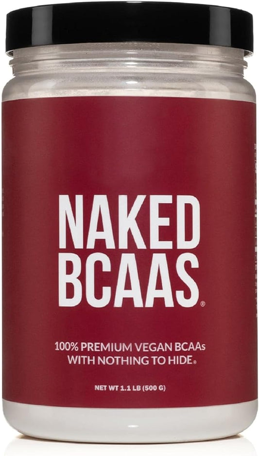 NAKED BCAAs Amino Acids Powder, Only 1 Ingredient, Pure 2:1:1 Formula, Vegan Unflavored Branched Chain Amino Acids, Instantized All Natural BCAA Supplement - 500 Grams, 100 Servings
