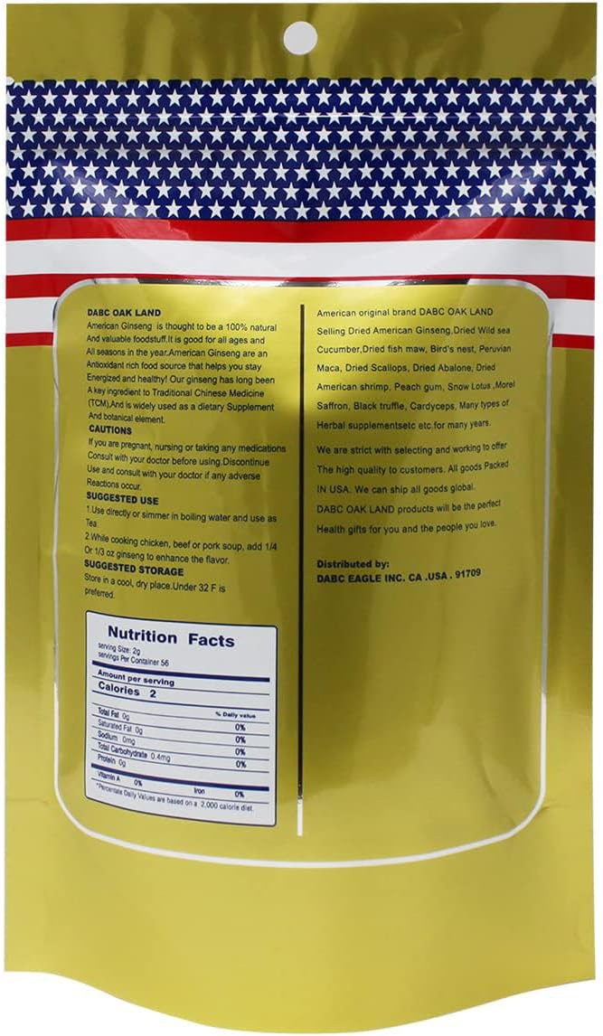 American Ginseng Slices from Wisconsin (Sliced Ginseng Root Wisconsin Grown!Most People Use It to Make Ginseng Tea! Good for Health! (American Ginseng Large Branch, 2 Packs of 8 Ounces)
