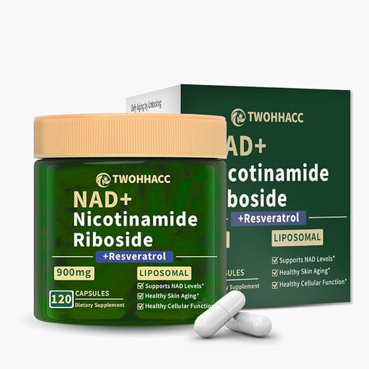 NAD Supplement NAD Nicotinamide Riboside Resveratrol 900mg 120 Capsules Liposomal NAD Supplements for Women Men Support Cellular Health Anti-Aging Energy Focus Boost NAD+ Levels