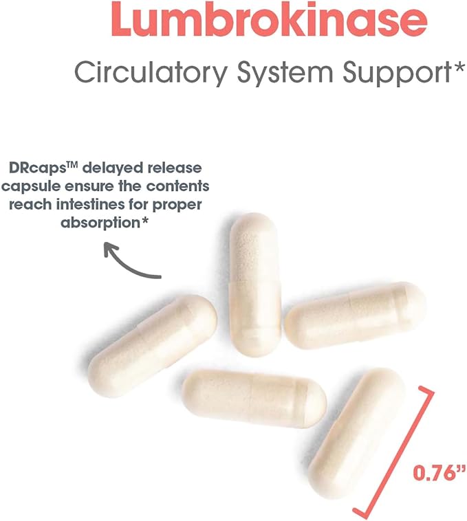 Allergy Research Group Lumbrokinase Supplement - Circulatory System Support, Supports Blood Circulation Already in The Normal Range - 60 Delayed Release Vegetarian Capsules