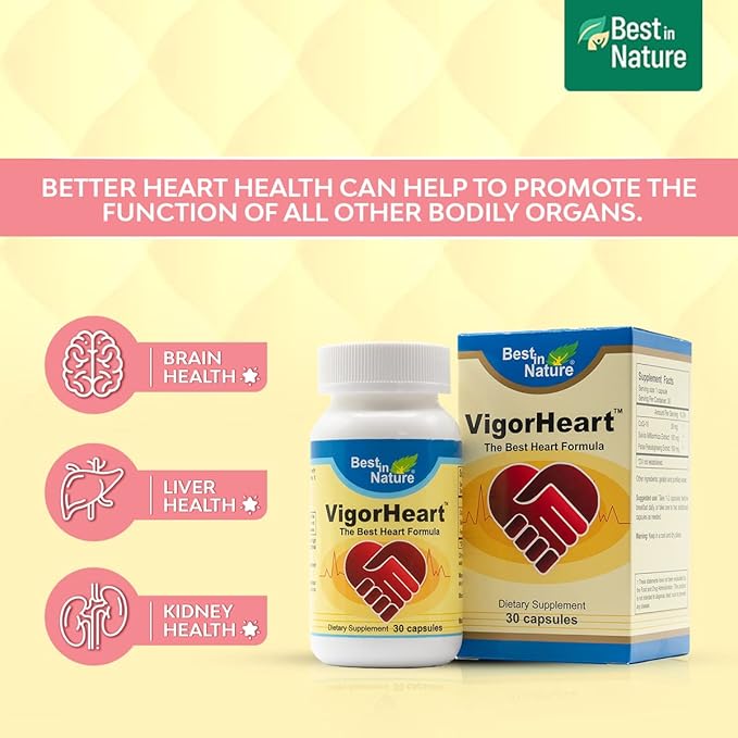 VigorHeart-The Natural Heart Supplements Pills with Coq 10, Salvia Miltiorrhiza, and Panax Pseudoginseng (90 Capsules)