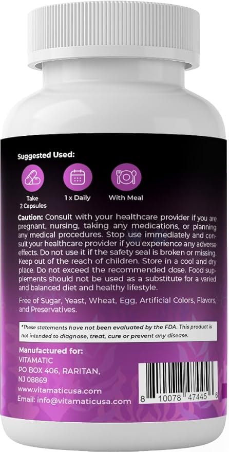 Vitamatic Sea Moss with Black Seed Oil, Ashwagandha, Turmeric, Bladderwrack & Burdock - 180 Vegan Capsules