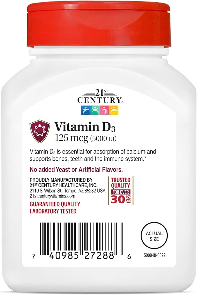 21st Century D 5000 IU Tablets, 110 Count (Pack of 3)