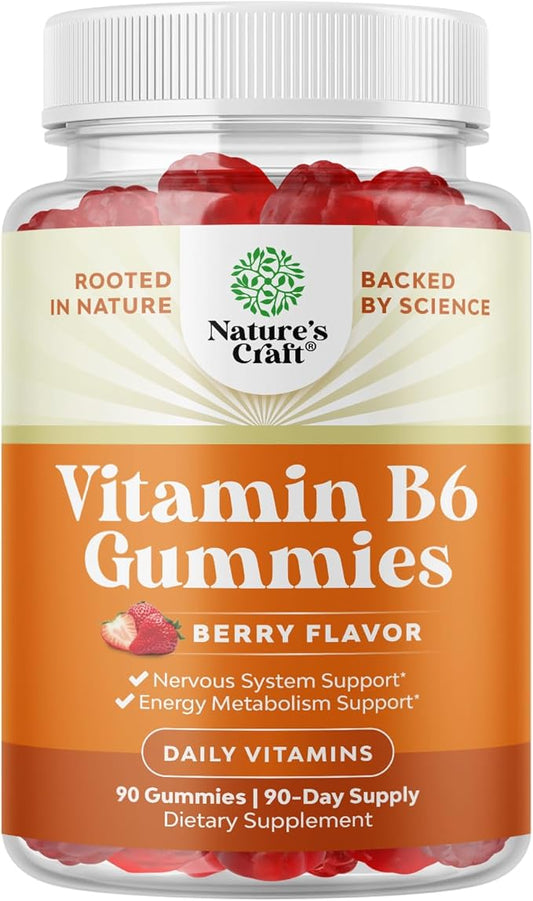Potent Vitamin B6 Gummies for Adults - Vitamin B6 50mg Per Serving Gummy Vitamins for Women and Men for Immune Nerve and Mood Support - Vegan Kosher B6 Vitamins Gummies for Women and Men - 90 count
