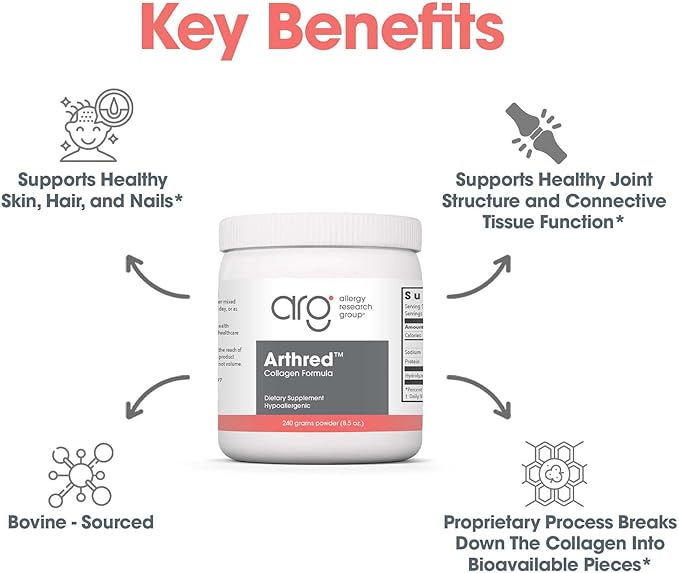 Allergy Research Group Arthred Supplement - Collagen Powder for Men & Women, 10.5g Collagen Peptides, Bovine Sourced, Arthred Powder, Collagen Formula, Hydrolyzed Collagen - 8.5 Oz