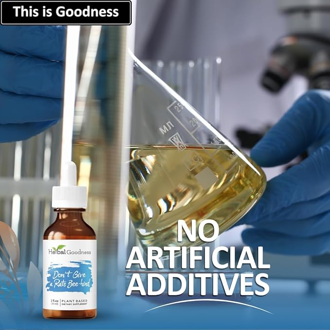 Herbal Goodness Don't Give a Rats Bee-hind - 2 Fl.oz - Calm Aid, Herbal Supplement, Kava Drops, Chamomile Supplement, Lemon Balm | Calming Supplements for Adults, Supports Relaxation