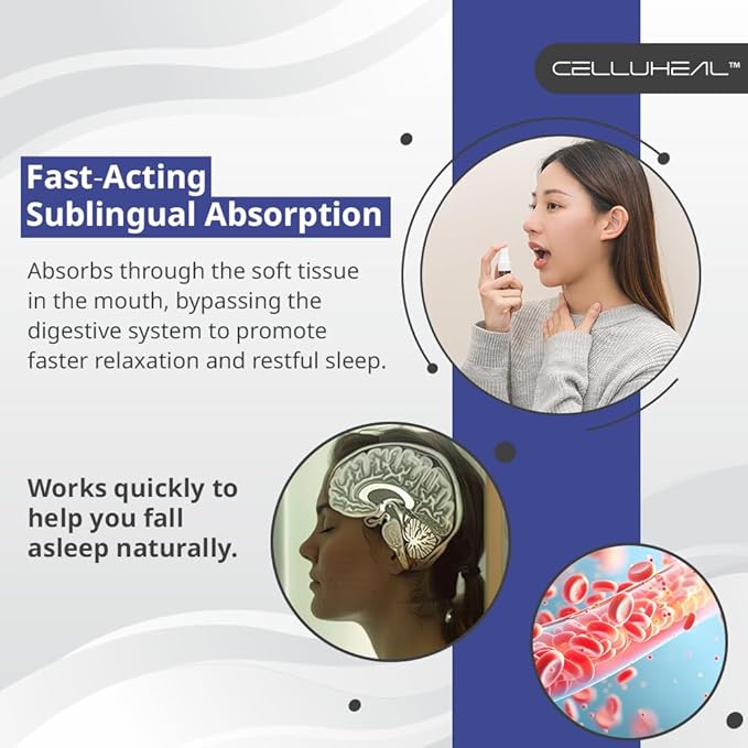 CelluStrength Sleep Spray - Blueberry Flavor, 30 Servings | Natural Support for Rest & Relaxation with GABA, Melatonin | High Bioavailability