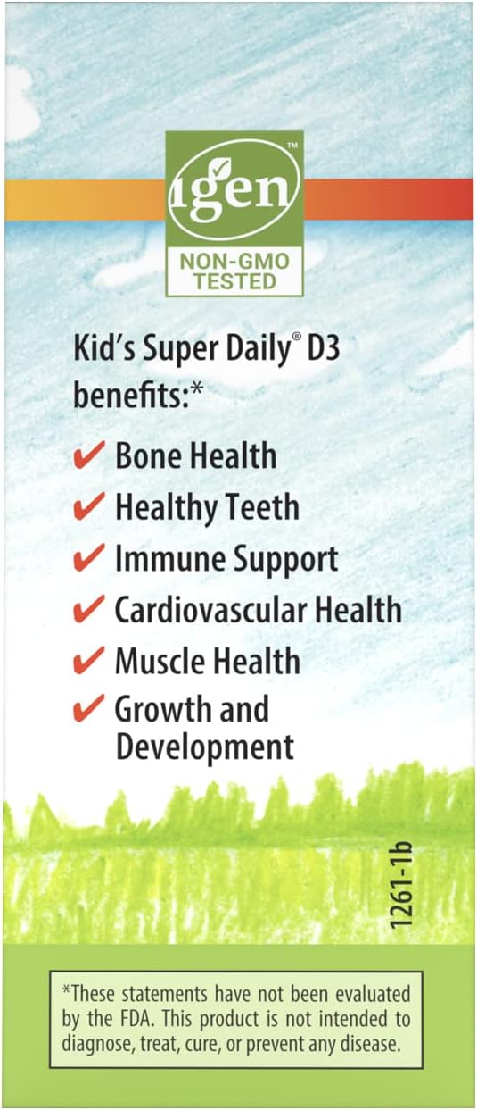 Carlson - Kid's Super Daily D3, Kids Vitamin D Drops, 600 IU (15 mcg) per Drop, Vegetarian, Liquid Vitamin D Drops for Kids, Unflavored, 90 Drops (2.54 mL)