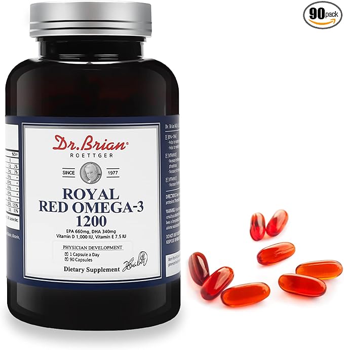 Dr. Brian Royal Red Omega 3 1200, Fish Oil Supplement with EPA and DHA Omega 3 Fish Oil Contain Vitamin D,E Omega 3 Support for Physical Health - 90 Soft Gels
