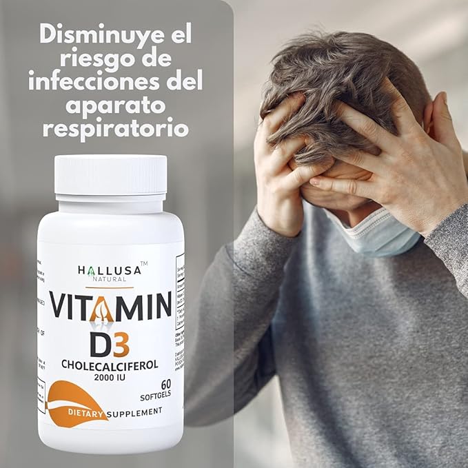 Vitamin D3 2000 IU, Immune Support Supplement, 60 SOFTGELS