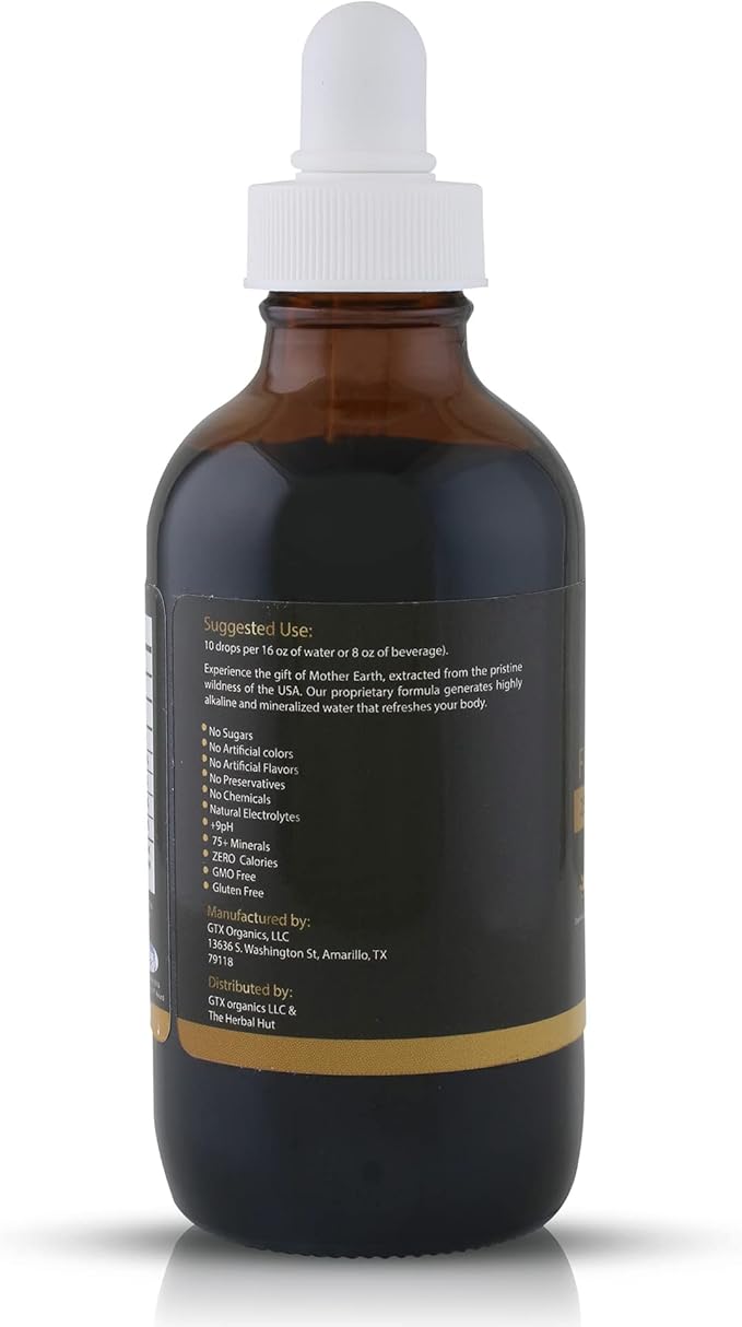Trace Mineral Drops (400 Servings)(Flavorless) – 74 Minerals from Humic & Fulvic Acid Concentrated, Plant-Based, Supplement Electrolytes Alkaline pH by Fulvika Black, 4 Ounce, 4.0 Fl Oz, Pack of 1