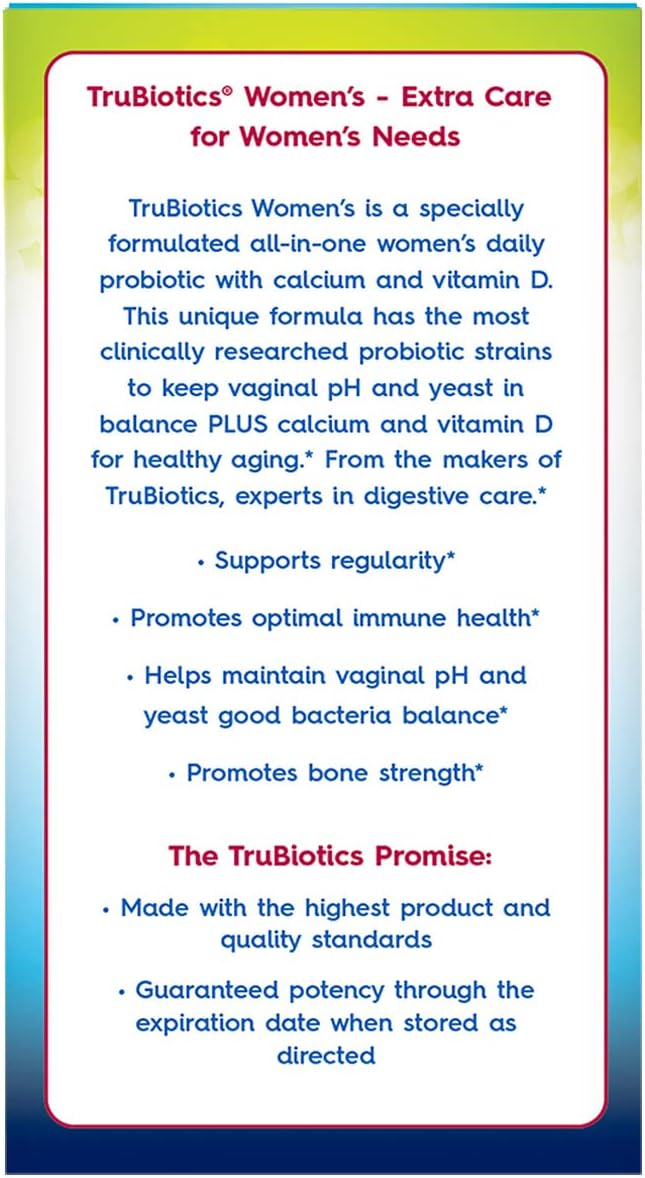 TruBiotics Probiotic for Women Probiotics for Digestive Health, Vaginal & Bone Health, Formulated with Bifidobacteria for Healthy Gut & Balanced pH, Daily Women's Probiotic Supplement, 30 Capsules