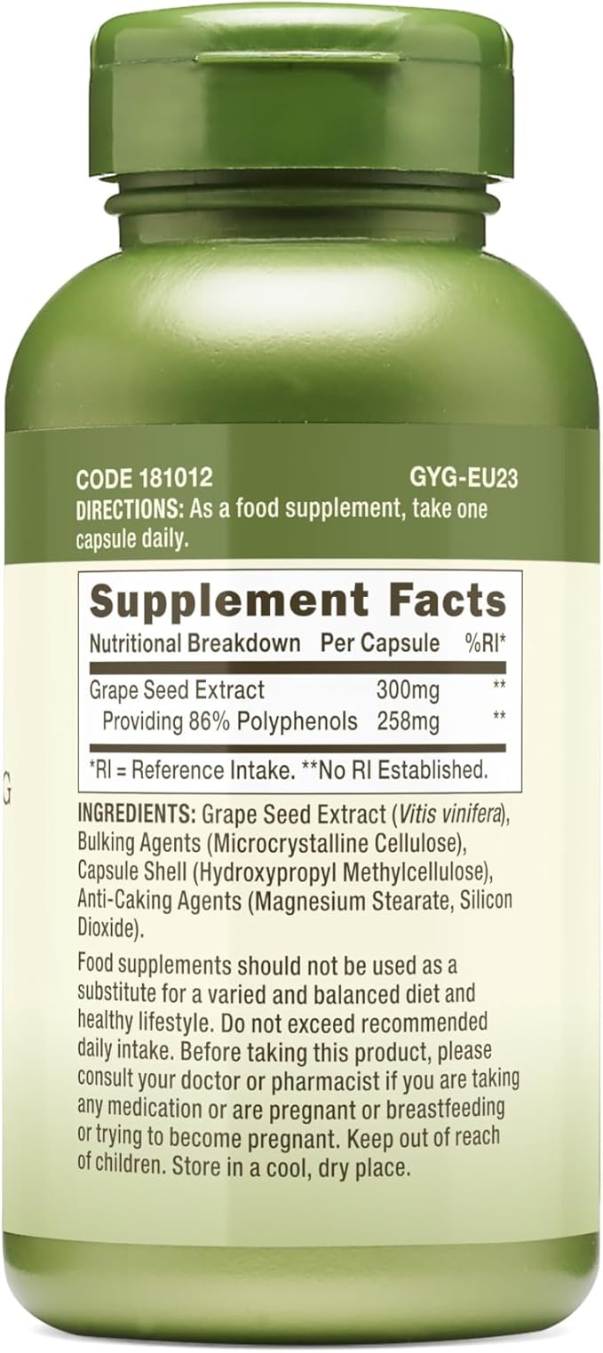 GNC Herbal Plus Grape Seed Extract 300mg Supplement, Vegetarian, 100 Servings