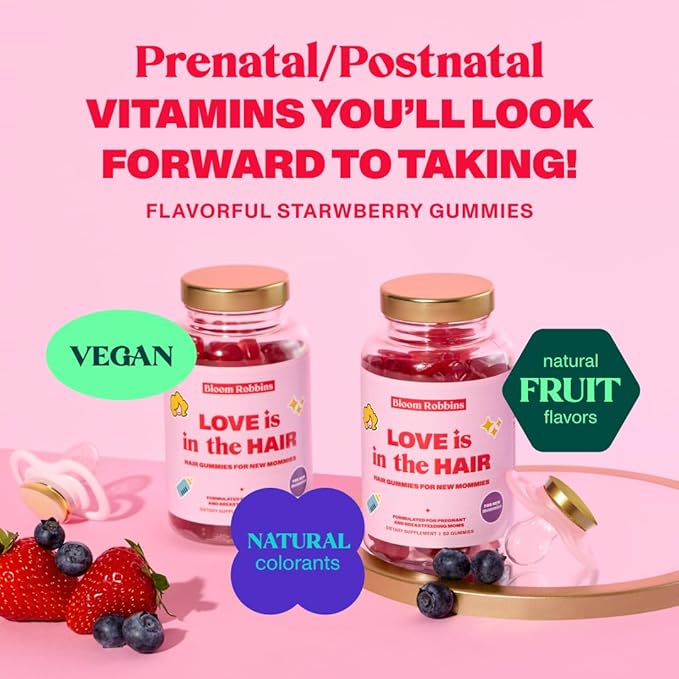Hair Gummy Prenatal Vitamins for Women Pregnancy with Vitamin B6 - Pre Natal Multivitamin for Women & Folic Acid - 60 Prenatal Hair Gummies with Folic Acid (2Pack)
