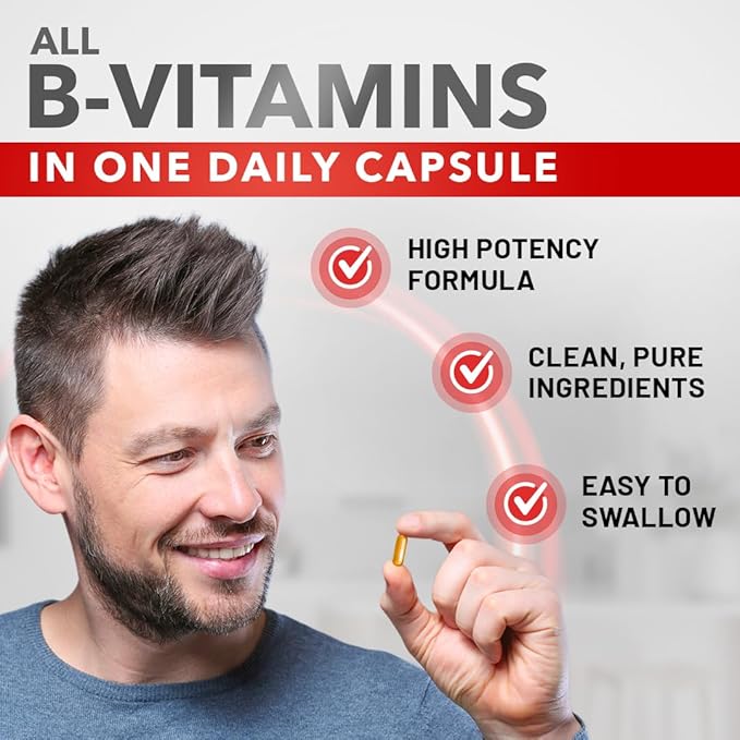 Divine Bounty Super B Complex Vitamins - All B Vitamins Including B12, B1, B2, B3, B5, B6, B7, B9, Folic Acid - Vitamin B Supplement - Support Healthy Energy Metabolism - 90 Vegetarian Capsules