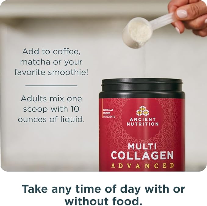 Ancient Nutrition Advanced Multi Collagen Protein Powder Cleanse & Detox, Unflavored, 36 Servings