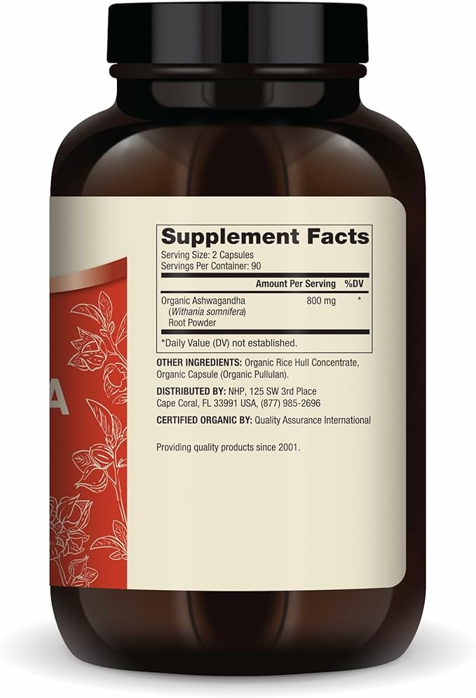Dr. Mercola Organic Ashwagandha - Supports Energy Production & Adrenal Health - 800 mg Per Serving - Non-GMO, Gluten-Free & Soy-Free - Certified USDA Organic - 180 Capsules (90 Servings)