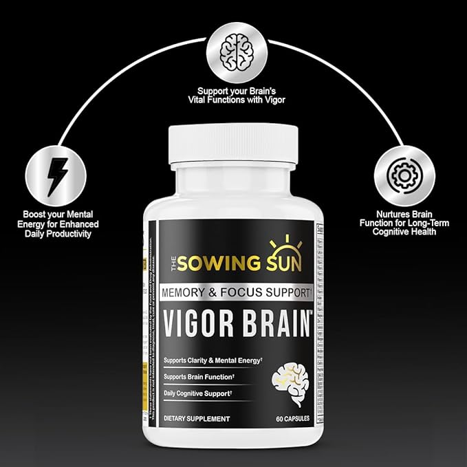 Vigor Brain Premium Nootropic Supplement – Concentration, Brain & Memory Support – Formulated with 40 Unique Nootropic Ingredients: DMAE, Choline, Phosphatidylserine, Bacopa Monnier & Huperzine A (1)