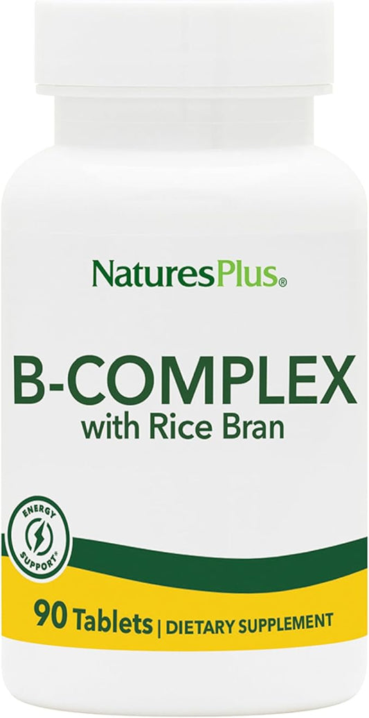 NaturesPlus B-Complex with Rice Bran - 90 Tablets - Vegetarian, Gluten Free - 90 Servings