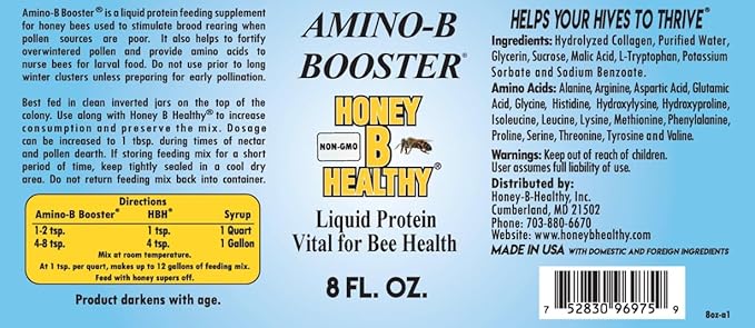 Amino-B Booster 8 oz. Bottle, Liquid Protein Vital for Bee Health