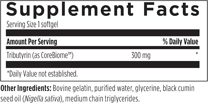 Designs for Health Tri-Butyrin Supreme - 3-in-1 Butyric Acid (Butyrate) Postbiotics for Gut Health & Gut Permeability Support - Tributyrin Supplement with Odor-Minimizing Innovation (60 Softgels)