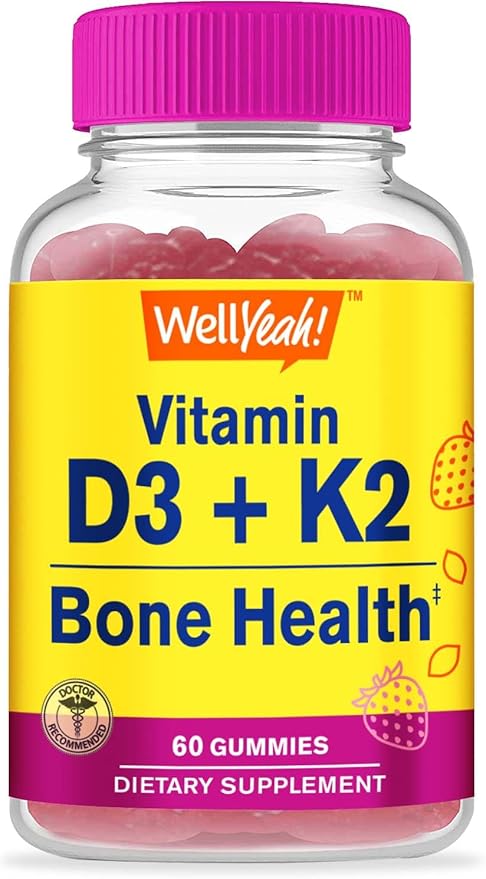 Vitamin D3 + K2 Gummies - Vitamin D3 1000 IU, K2 100 MCG - Bone and Muscle Health Support, Natural Flavors, GMO Free, Gluten Free, Vegan - K2 D3 Vitamin Supplement- 60 Gummies