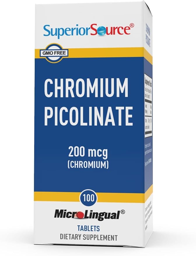 Superior Source Chromium Picolinate - Supplement Formula Supports Healthy Sugar Metabolism - 500 mcg, 50 Instant Dissolve Tablets