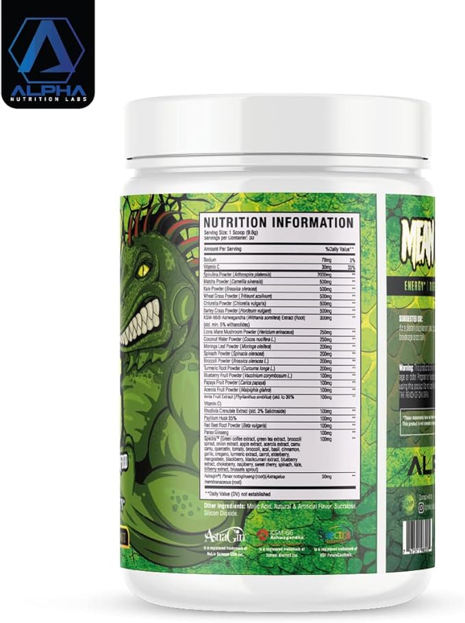 Mean Greens - Sports Greens + Reds Advanced Superfood Immunity and Gut Health | Cordyceps | Delicious Peach Mango Flavor - 30 Servings