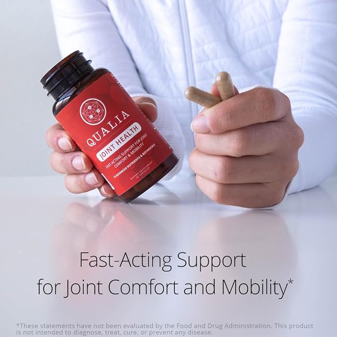 Qualia Joint Health 10 Advanced Joint Health nutrients: denatured Collagen, boswellia, tumeric, Boron, Ginger, L-carnitine. Cartilage Health, Tendon Strength, Healthy Joint Aging (1 Month Supply)