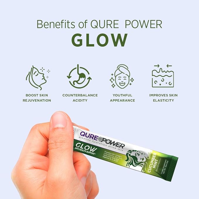QURE Alkaline Skin Glow for Youthful Radiance and Skin Hydration-Alkaline Antioxidant Blend- Collagen, Vitamin C, Hyaluronic Acid, Aloe Vera