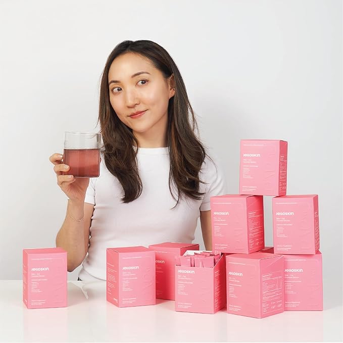 Jelloskin Skin + Gut Essential Prebiotic Booster Powder | L-Glutamine 1500mg, Vitamin C, Zinc, Niacinamide | 30 Servings | Glowing Skin, Gut Health Support | Antioxidants Camu Camu & Spirulina